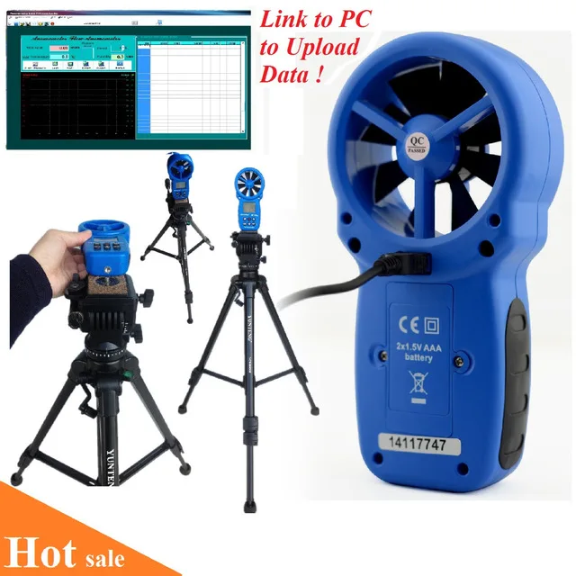 Анемометр holdpeak HP-866A Портативный USB анемометр ветер Скорость метр Logger Air и