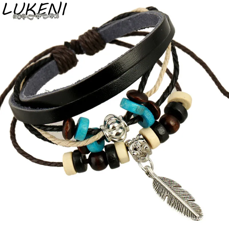 Браслет LUKENI из натуральной кожи для мужчин и женщин ювелирное изделие с