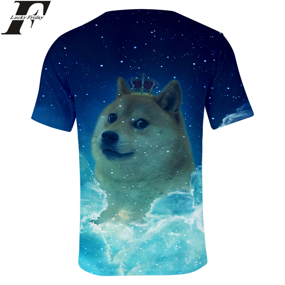 LUCKYFRIDAYF 2018 Doge хлопковые 3D футболки с коротким рукавом и круглым вырезом для мужчин