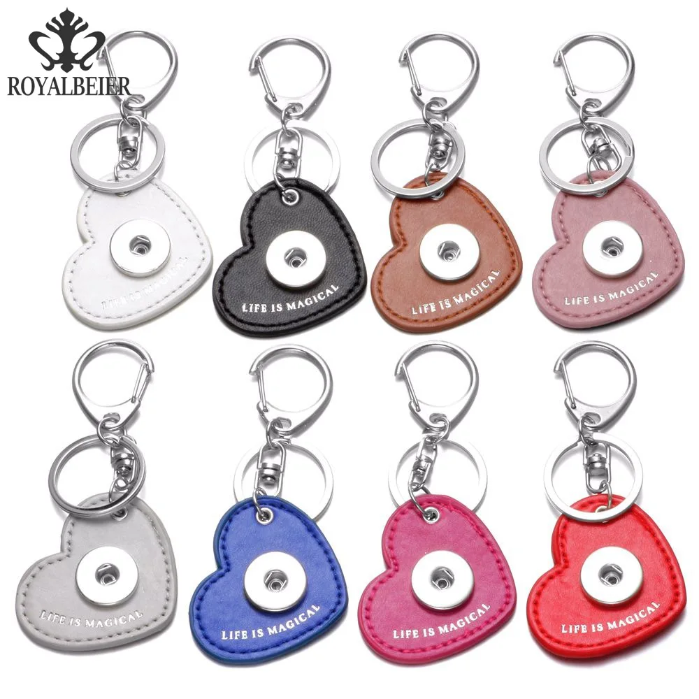 Royalbeier DIY Heart Shape KeyChain Women Cute Key Chains Hanging Pendant Jewelry Chaveiro Trinket Fashion Snaps Rings|fashion key ring|key ringsnap