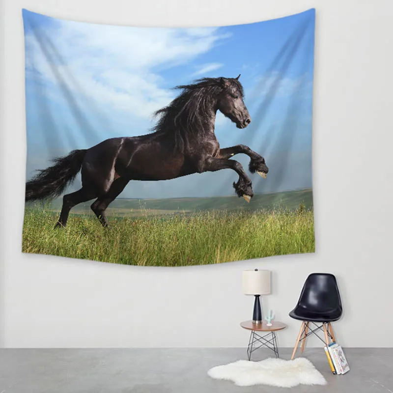 Домашний декоративный гобелен с принтом бегущей лошадки гобеленовое украшение