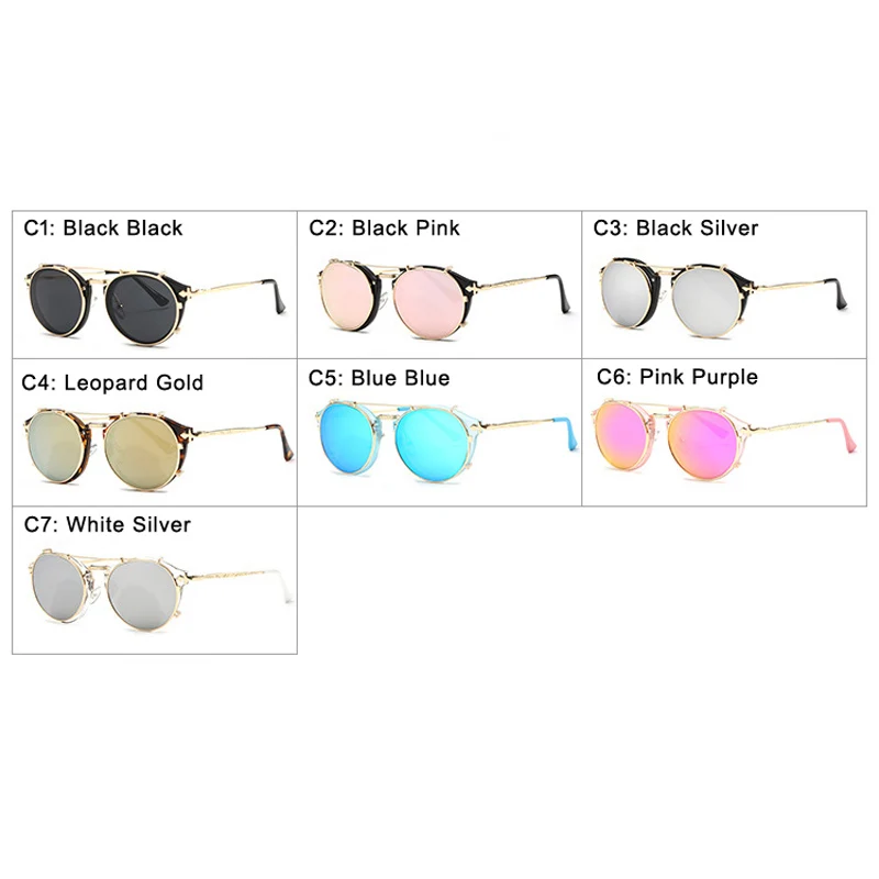 Очки солнцезащитные круглые унисекс в стиле стимпанк|oculos brand|oculos designerflip sun glasses |