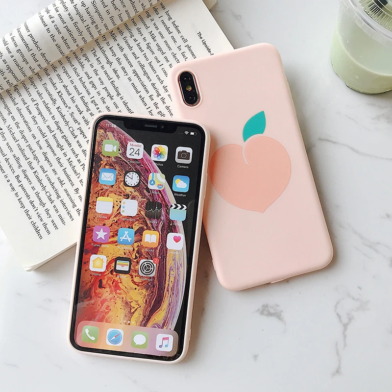 SoCouple Мягкий ТПУ чехол для телефона для iphone X Xs max XR 11 Pro Max 6 6S 7 8 plus милый мультяшный фруктовый персиковый чехол