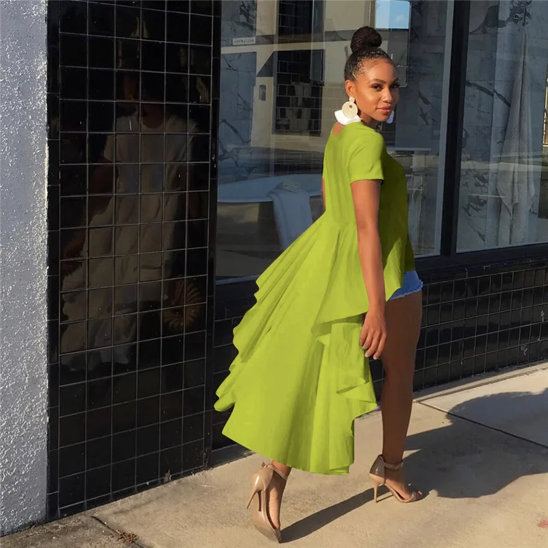 Женское асимметричное платье рубашка вечерние нное вечернее макси с круглым