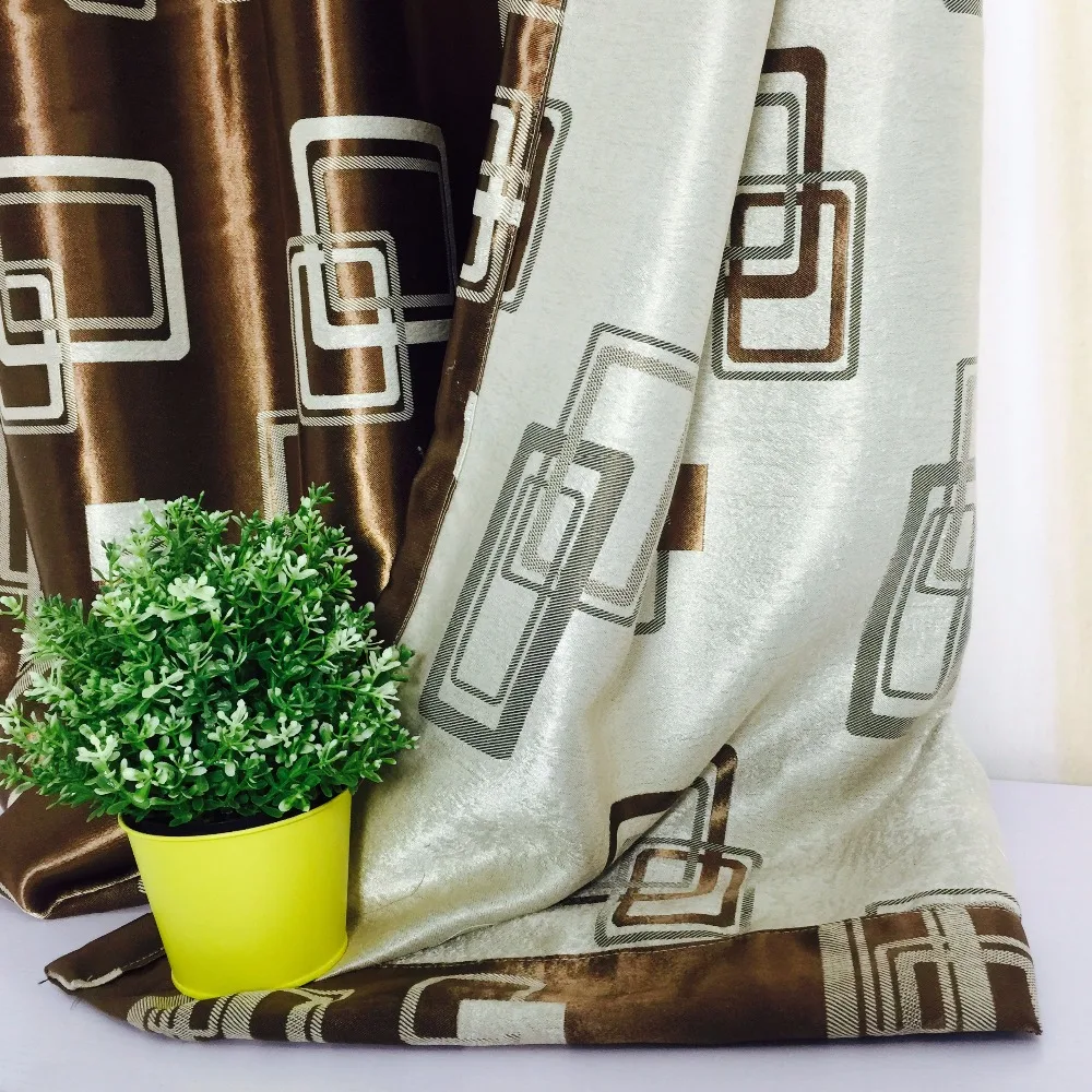 Новые тканевые шторы коричневого цвета двухсторонние геометрические для