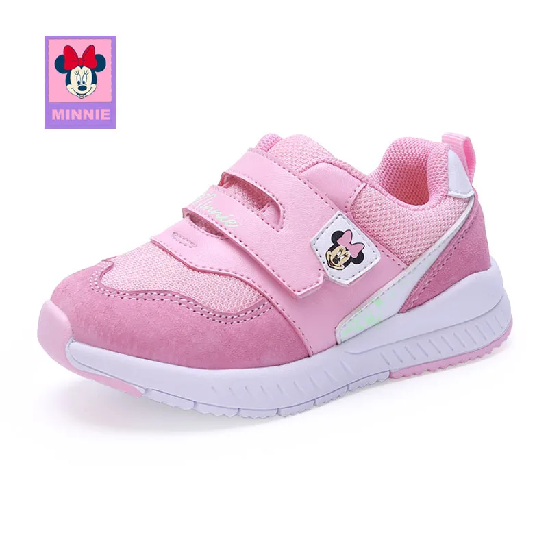 Pink Minnie Shoes Disney/детская обувь; повседневная детская обувь с Микки; кроссовки для девочек и мальчиков; дышащая мягкая обувь; нескользящая обувь; Размеры 22-26 - Цвет: Pink Minnie Shoes