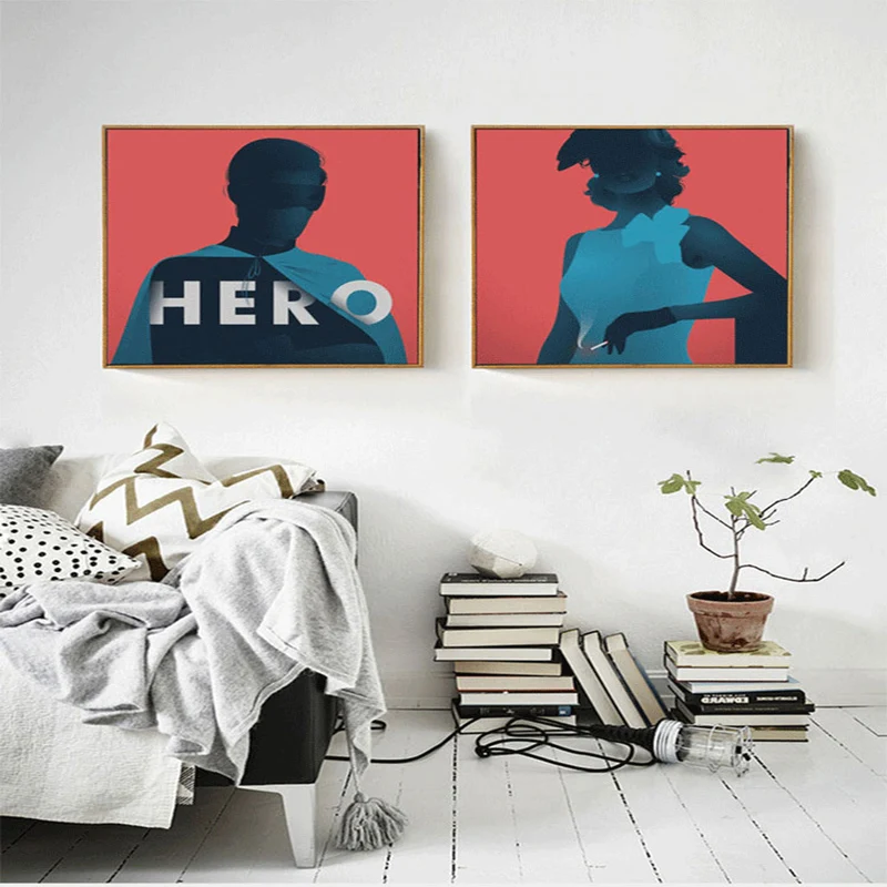 HAOCHU Nordic abstract figure decoration couple male and female heroes modern simple bedroom sofa wall pictures for living room | Дом и сад