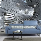 Пользовательские 3D обои современный креативный абстрактный туннель пространство имитация металлического шарика фото настенные фрески гостиная ТВ диван настенная ткань