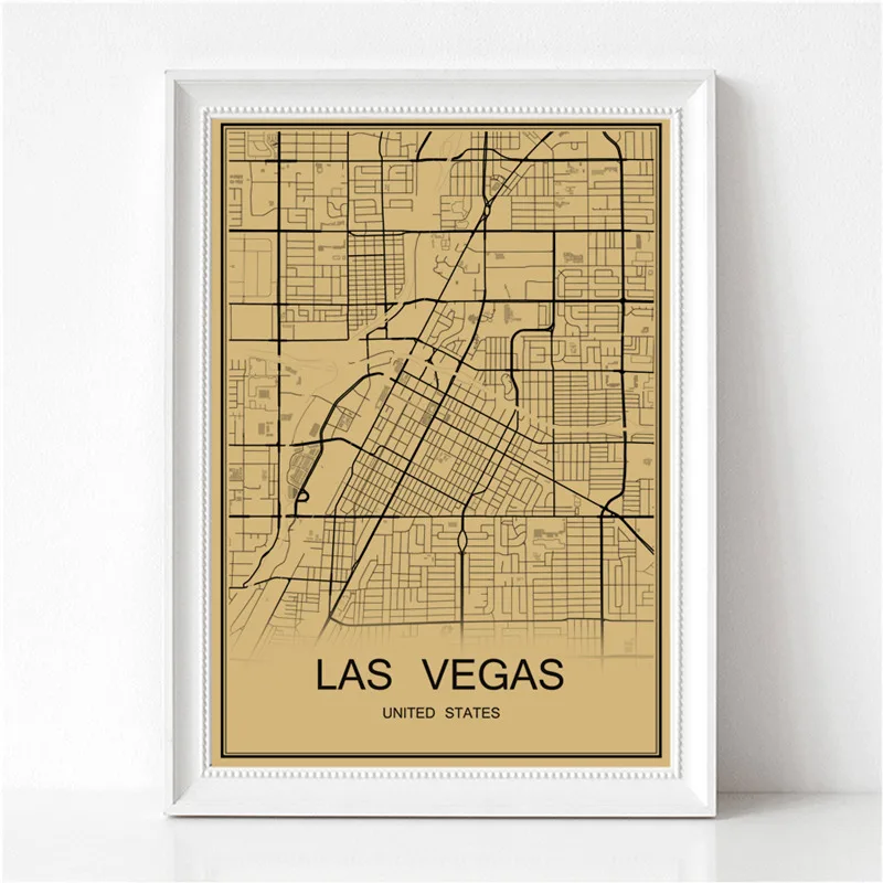 Ретро Живопись Лас-Вегас Винтаж плакат карта мира krafts бумаги искусства стены