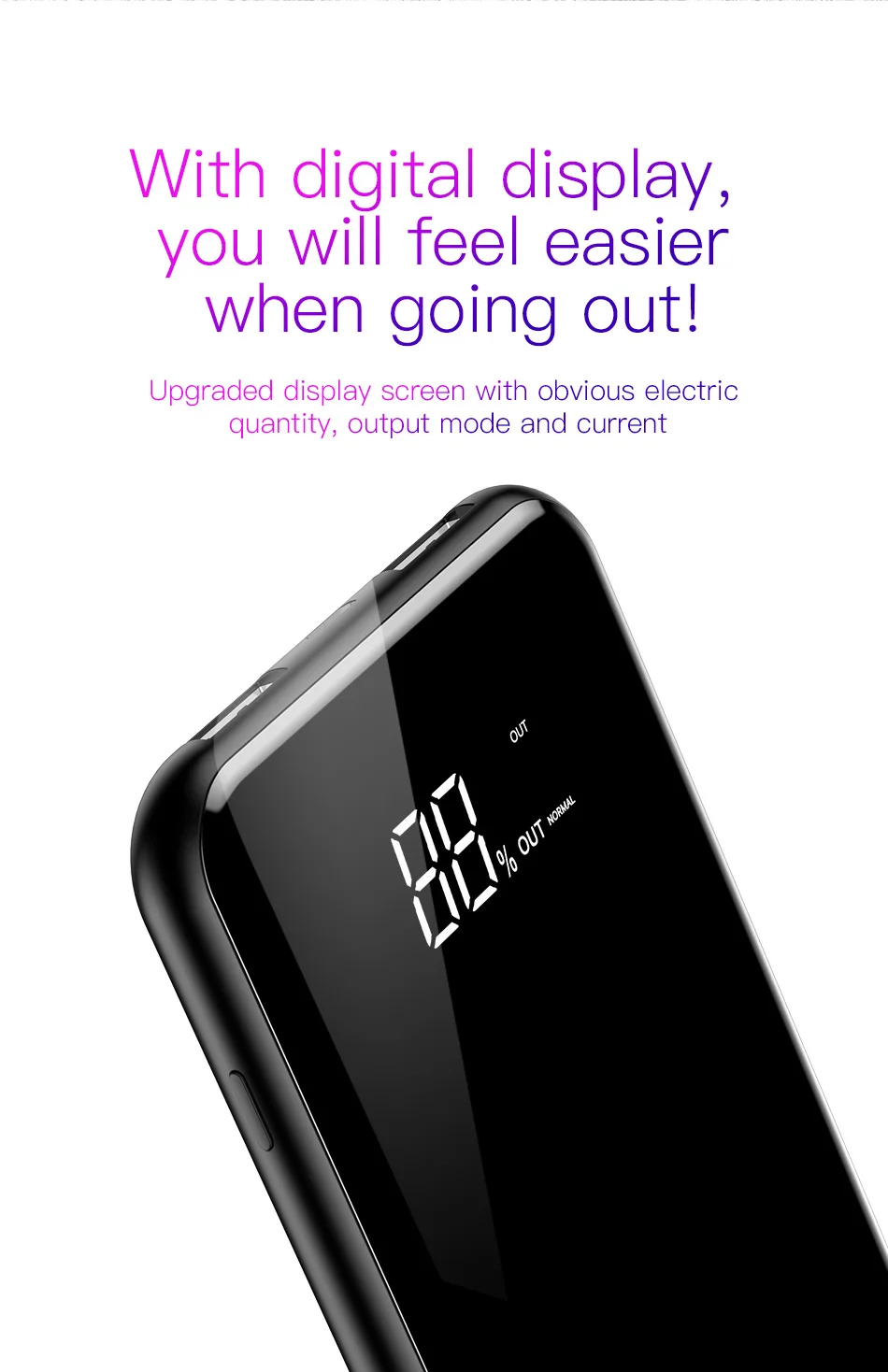 Baseus 8000mAh QI Беспроводное зарядное устройство 2A Dual USB power Bank для iPhone X 8 lcd power bank 5W Беспроводная зарядная площадка для samsung S9
