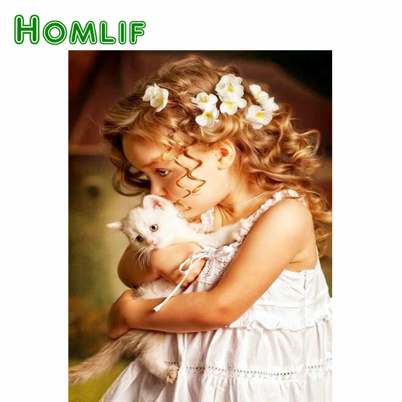 HOMLIF полноразмерная алмазная живопись вышивка крестиком девушка влюбленная