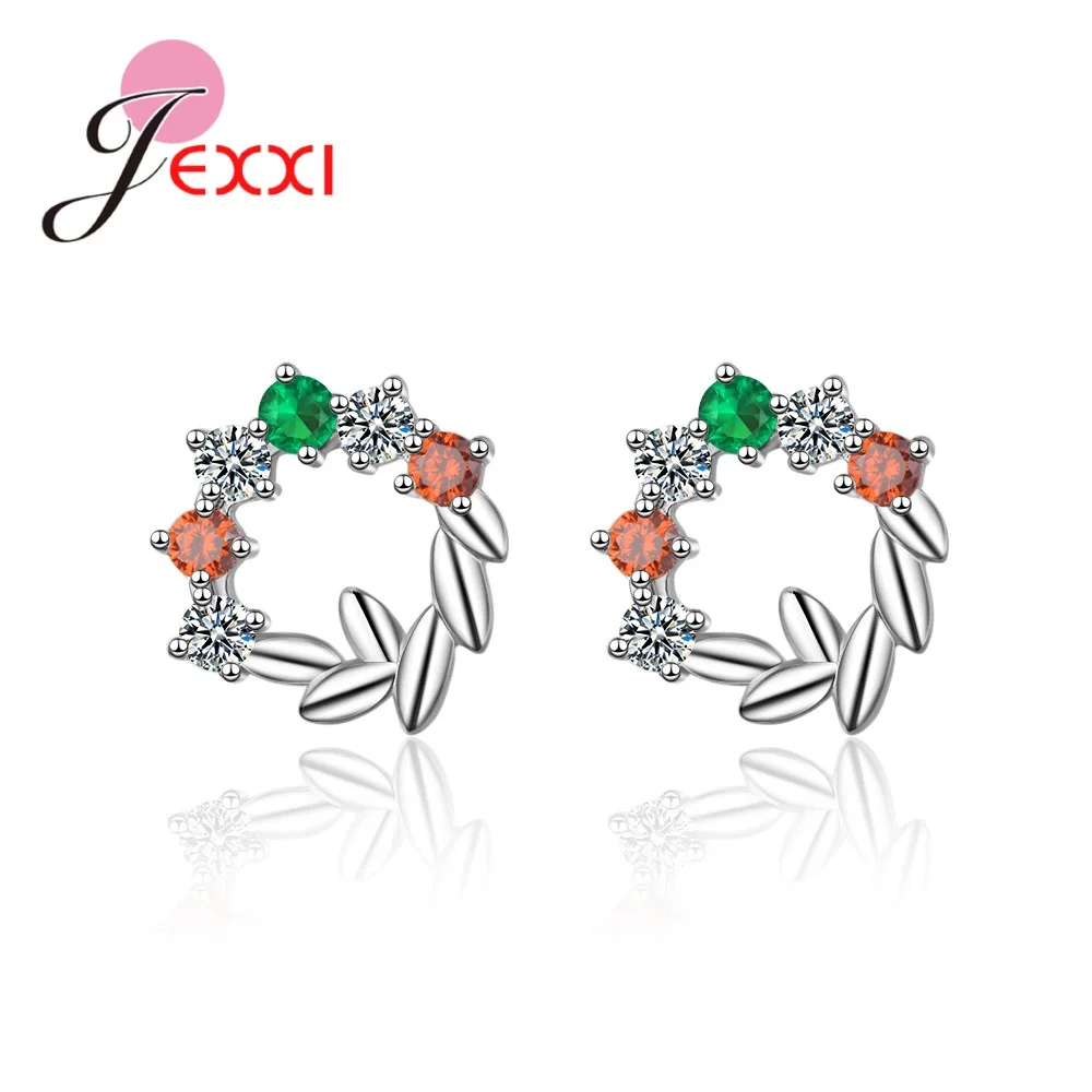 

New Arrival Korean Style Flower Earrings For Women 925 Sterling Silver Round Circle Crystal Earrings Gift For Wedding Jewel'ry