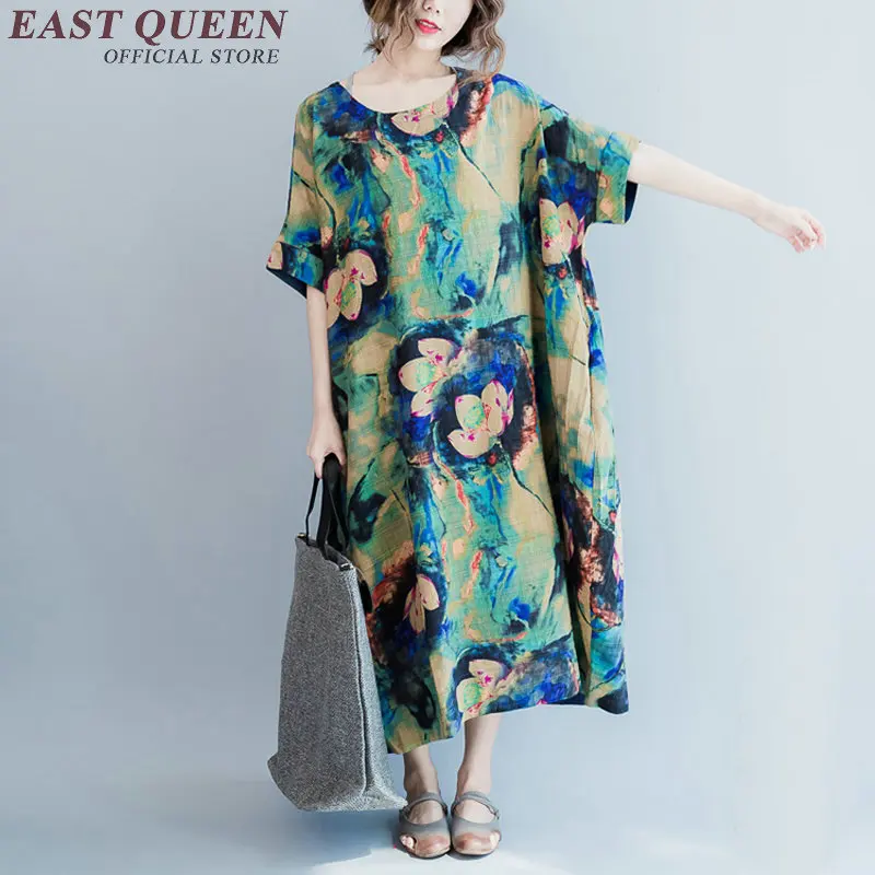 Женское летнее длинное платье 2018 арт деко с круглым вырезом повседневные