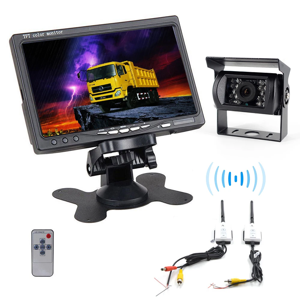 Gianloon Wireless 7&quot Truck Rear View Monitor with 18 IR Night Visions Camera Bus Reverse System for Vehicle | Автомобили и
