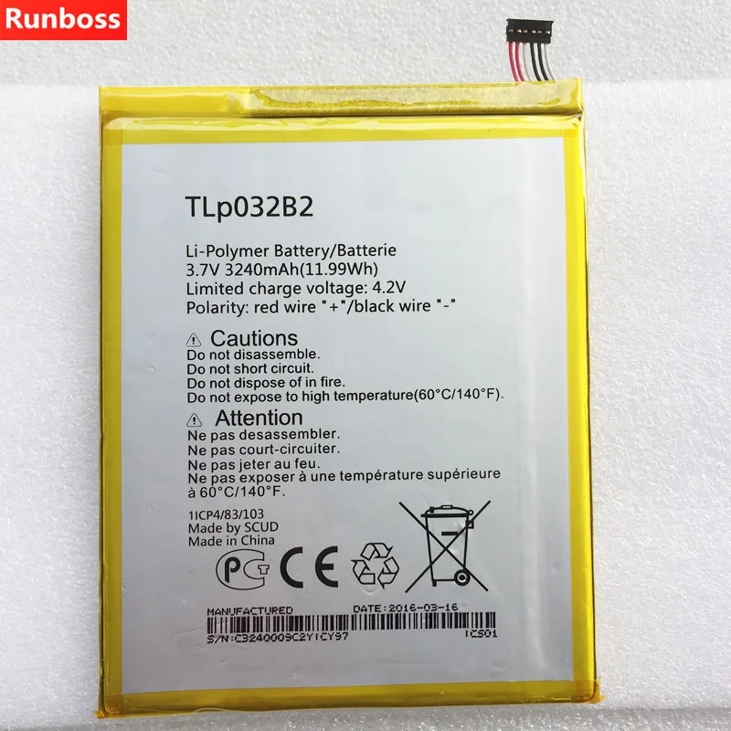 Оригинальный аккумулятор TLp032B2 3240 мАч для Alcatel One Touch Pixi 8 3 0 3G Wi Fi OT 9015W TLp032BD|battery for