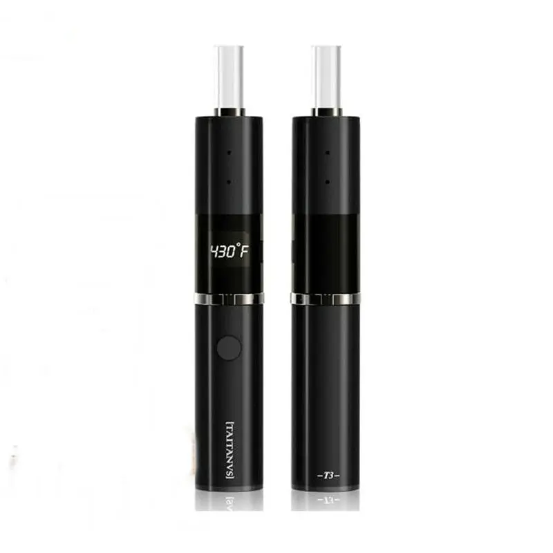 Original Taitanvs-T3 Kit Glass Dry Herb Vaporizer  Herbal Pen Temperature Control Digital OLED Display Rechargeable 1200mAh icos