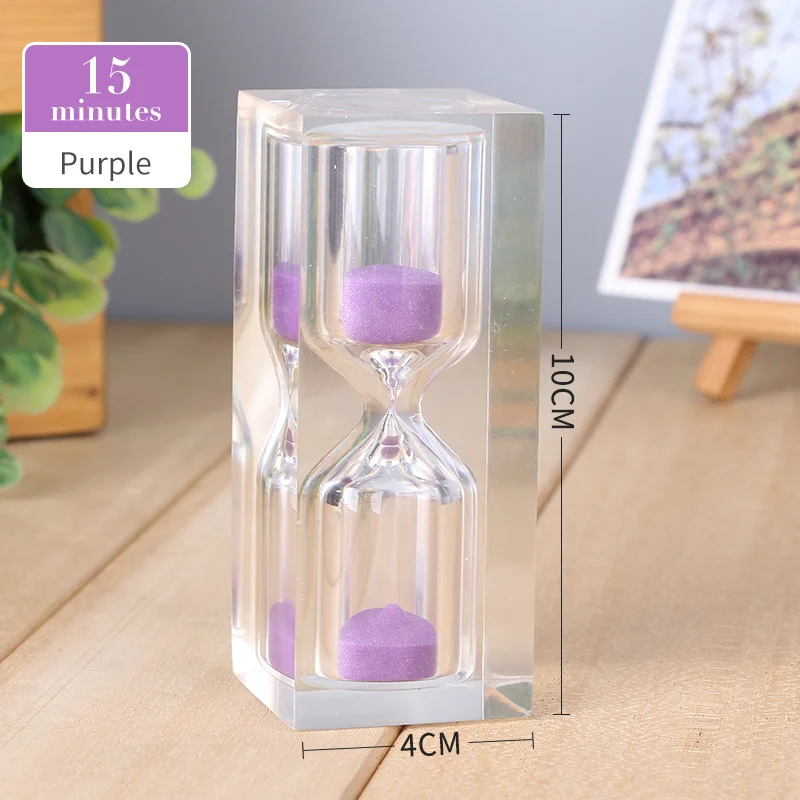 15minsPurple Мини песочный таймер 10 минут песочные часы 5 цветов прозрачные 15 минут часы пластиковые часы украшение дома SL-15YKL - Цвет: 15minsPurple