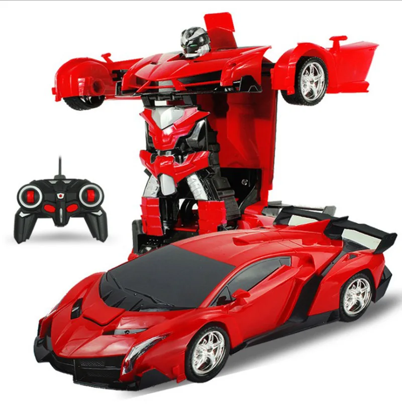 red Jewedsr 7 стилей 19 см Радиоуправляемый автомобиль Трансформеры Робот спортивная модель автомобиля красочное освещение деформация автомобиля пульт дистанционного управления детские игрушки - Цвет: red