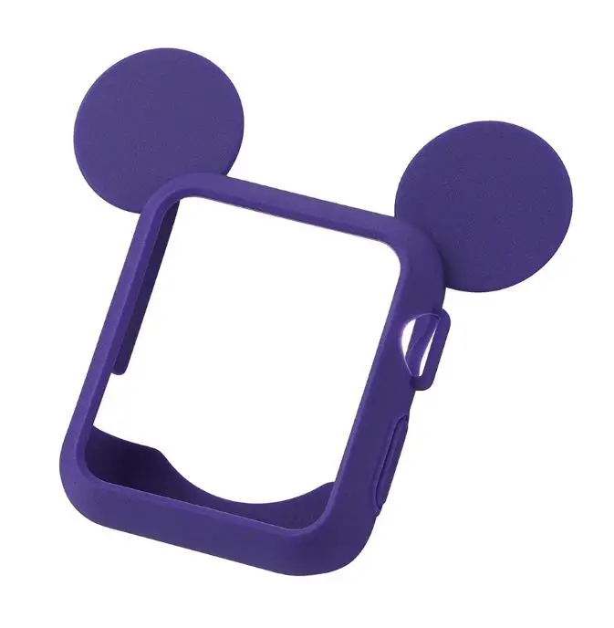 Mickey purple Часы с рисунком Minnie на циферблате Ремешки для наручных часов мягкий чехол для iWatch серии 1234 чехол для Apple Watch 38 мм 44 мм 42 мм милые уши Микки Мауса и 40 мм - Цвет ремешка: Mickey purple