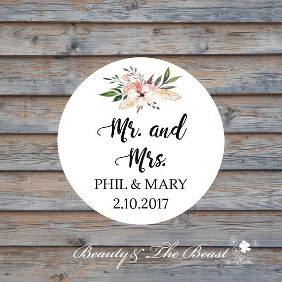 Персонализированные MR& MRS Свадебная наклейка с изображением флакона, кекс toppers, свадебные сувениры, этикетки, конфетные коробки ярлыки на заказ Свадебная наклейка