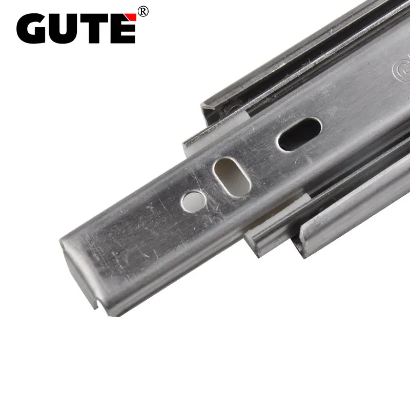 GUTE Stainless Steel Three Section Drawer Slide Furniture Guide Rail Track Wardrobe Kitchen Cupboard Side Mounting | Обустройство