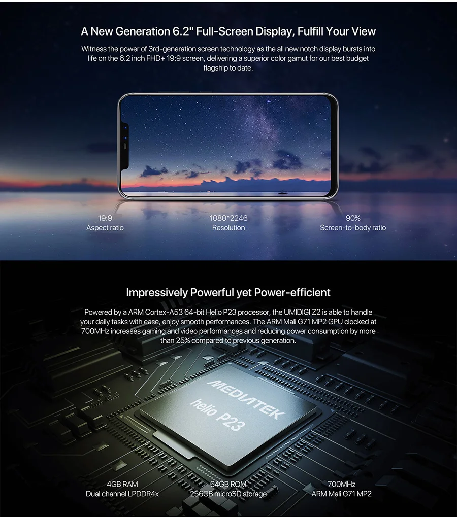 UMIDIGI Z2 специальное издание Android 8,1 мобильный телефон 6," FHD+ полный экран Helio P23 разблокировка лица 4G+ 64 Гб двойной 4G 3850 мАч смартфон