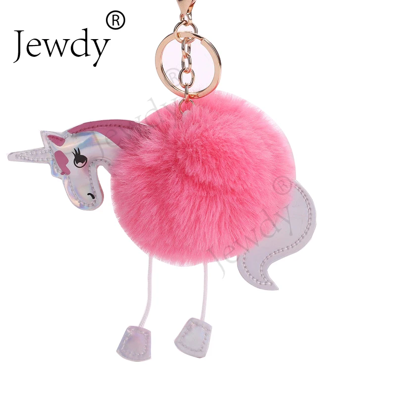 Брелок с помпоном в виде единорога искусственные помпоны помпон из кроличьего