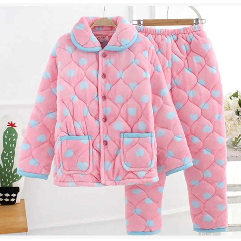 Женские пижамные комплекты с длинными рукавами и штанами утепленная Пижама