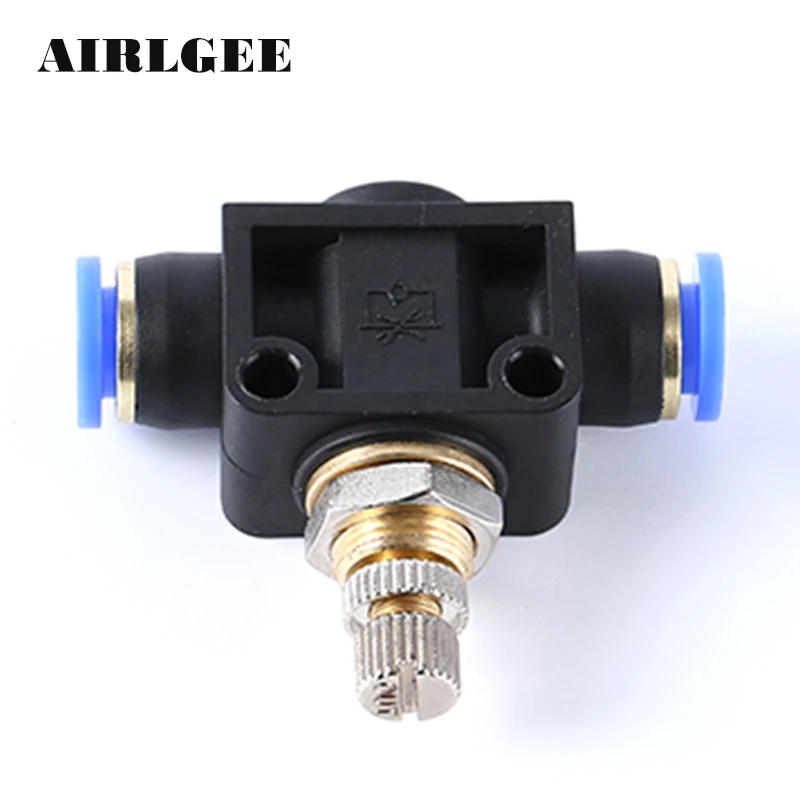 Pneumatic 2Way Air Flow Speed Controller 4mm 6mm 8mm 10mm 12mm OD Tube Adjustable Quick union fittings Throttle Valve | Обустройство