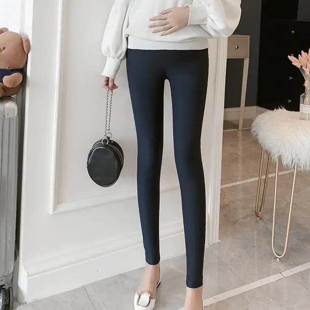 Синий 1662# Strech Cotton Skinny Maternity Legging Autumn Fashion Slim Pants Clothes for Pregnant Women Belly Pregnancy Clothing - Цвет: Синий