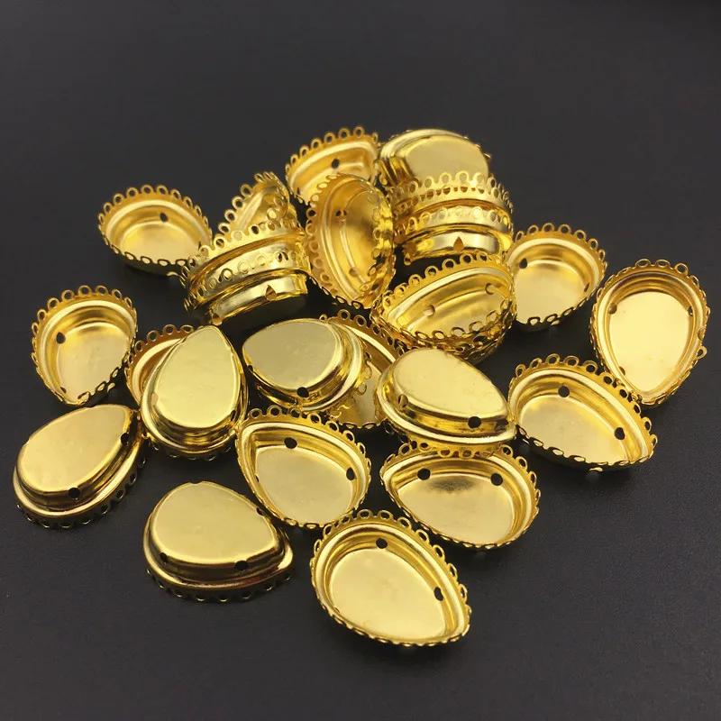 Arrivial в форме капель кружева настройки \ серебрянный/Золотые когти 4Holes10x14mm, 13x18 мм бусины в форме слезки металлические элементы для настройки декоративные камни