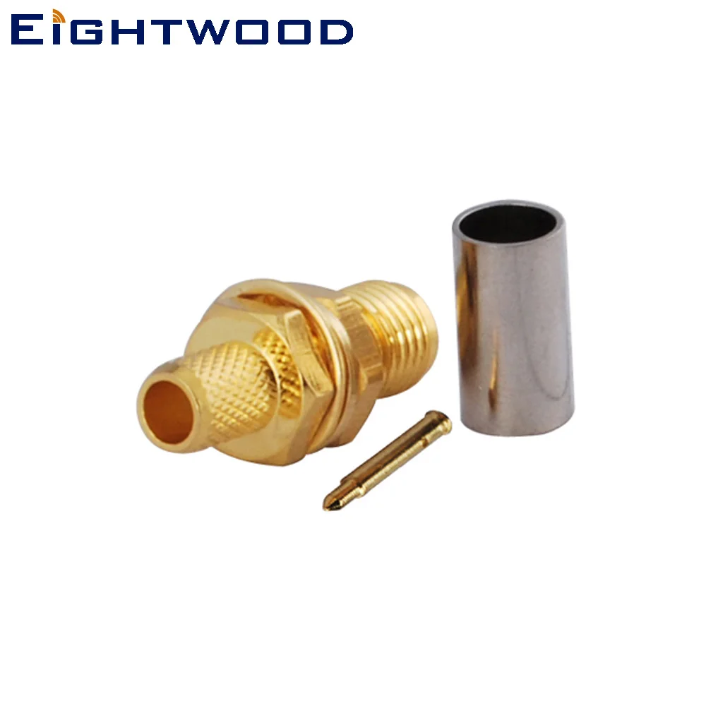 Eightwood 5 шт. RP SMA разъем штекер RF коаксиальный адаптер переборка обжимной для RG58 LMR195