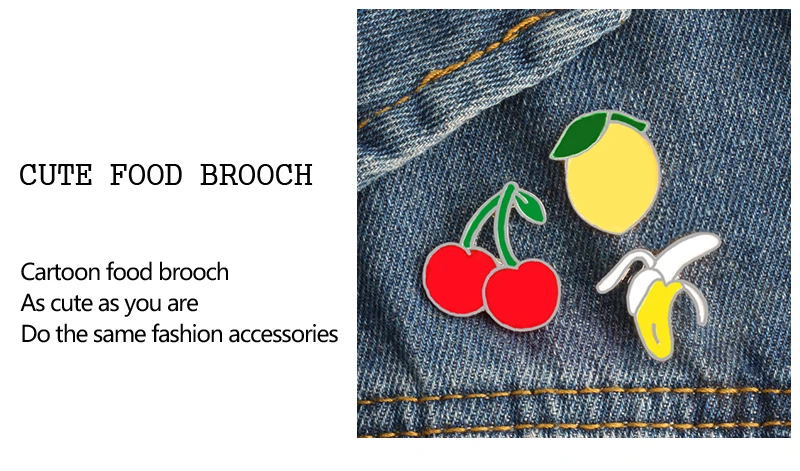 Cute Blue Birds Cartoon Fruits Brooch Banana Cherry Peach Enamel Pin Women Jackets Lapel Pins Hat Kids Bag Metal Badges Jewelry