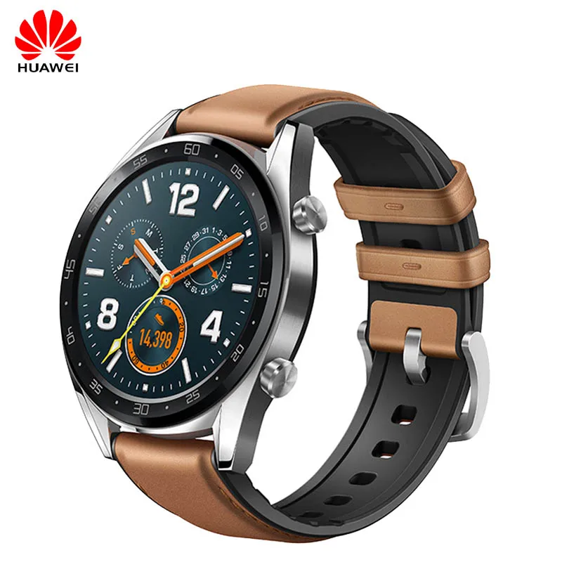 Смарт-часы huawei GT с поддержкой gps NFC, срок службы батареи 14 дней, 5 АТМ, водонепроницаемый трекер сердечного ритма, спортивные часы для Android iOS