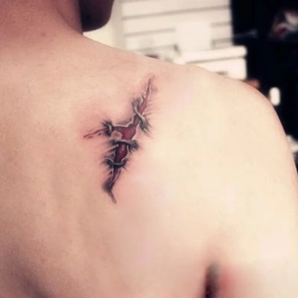 

2 Sheet New Waterproof Temporary Tattoo Sticker Halloween Terror Wound Realistic Blood Injury Scar Fake Tattoo Stickers