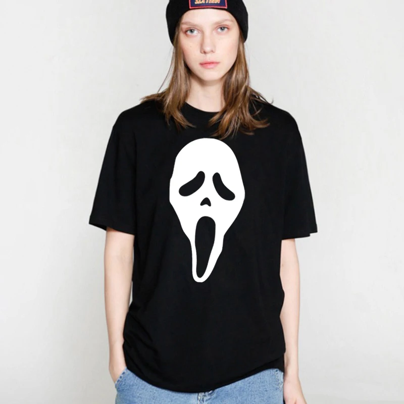 Эффектно 2019New Женская забавная футболка на Хэллоуин с принтом призрака панк