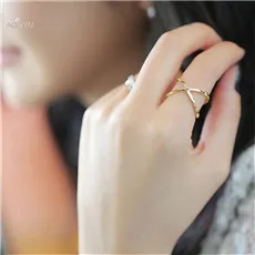 AOMU корейское Шикарное Кольцо, полые Стразы, металлическое кольцо золотого цвета, размер, регулируемое кольцо для женщин, девушек, ювелирный набор