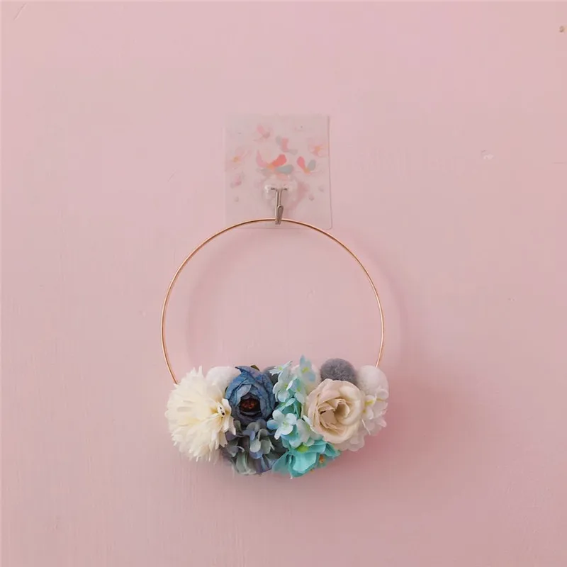style 3 INS Золотой металлический обруч, цветочный венок, гирлянда, настенная подвесная искусственная гирлянда, свадебное украшение для дома, имитация растений, подвесное кольцо - Цвет: style 3