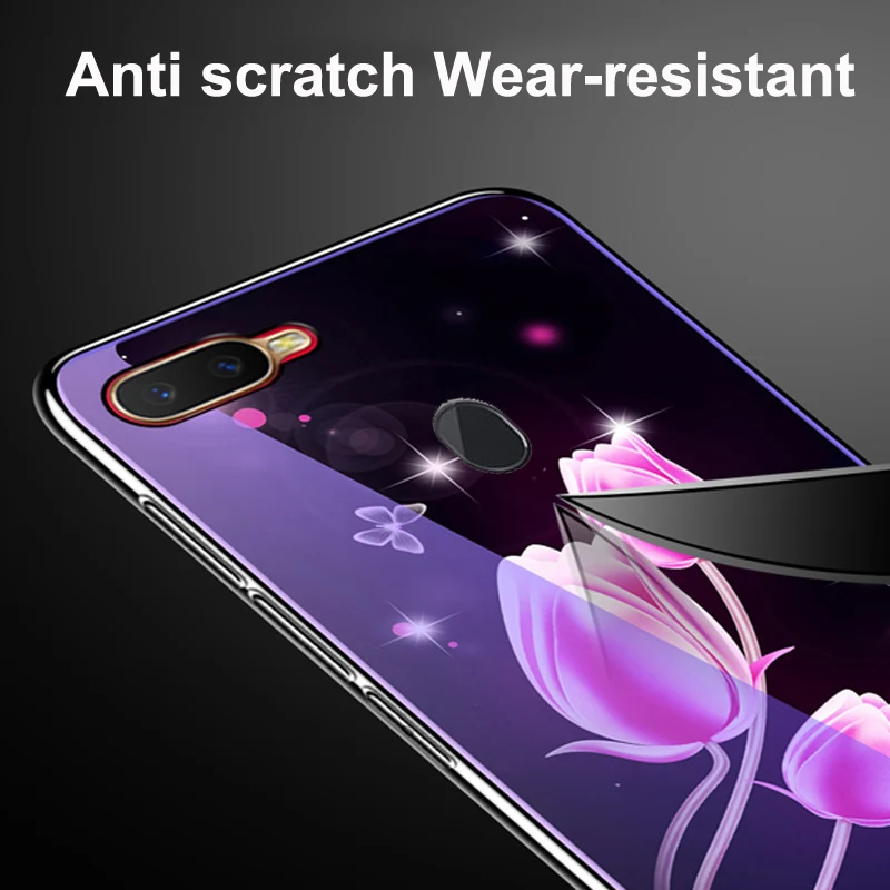 Чехол для OPPO F9 с изображением цветов и мультипликационных героев Синий чехол из