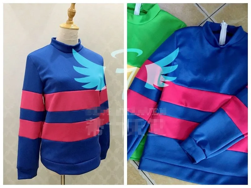 [Настроить] Аниме! Толстовка с капюшоном Undertale Chara Frisk голубого и зеленого цвета