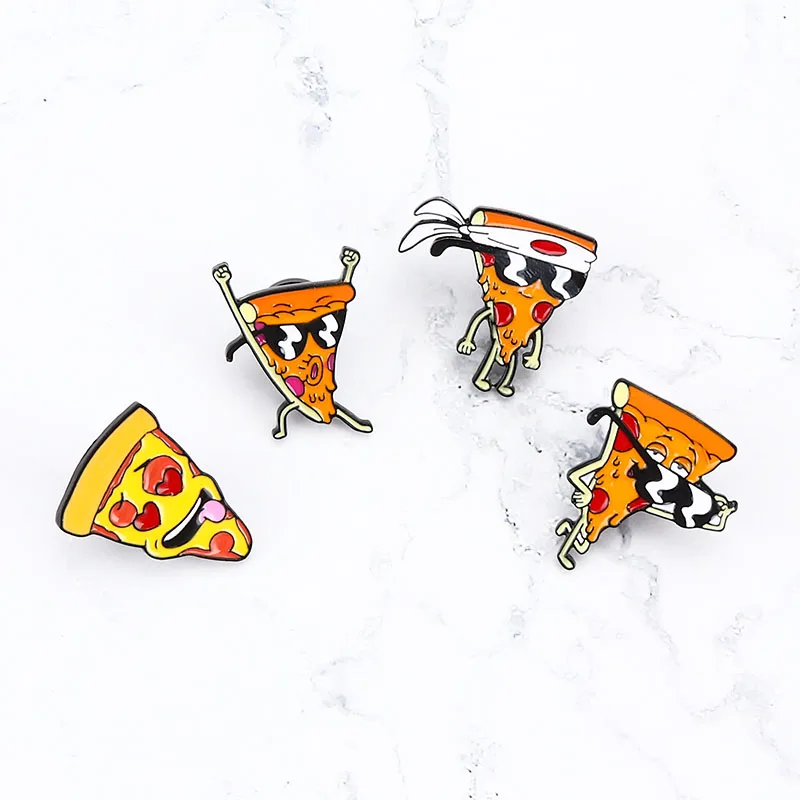 Смешные пиццы человек эмаль булавки значок солнцезащитные очки сердце броши