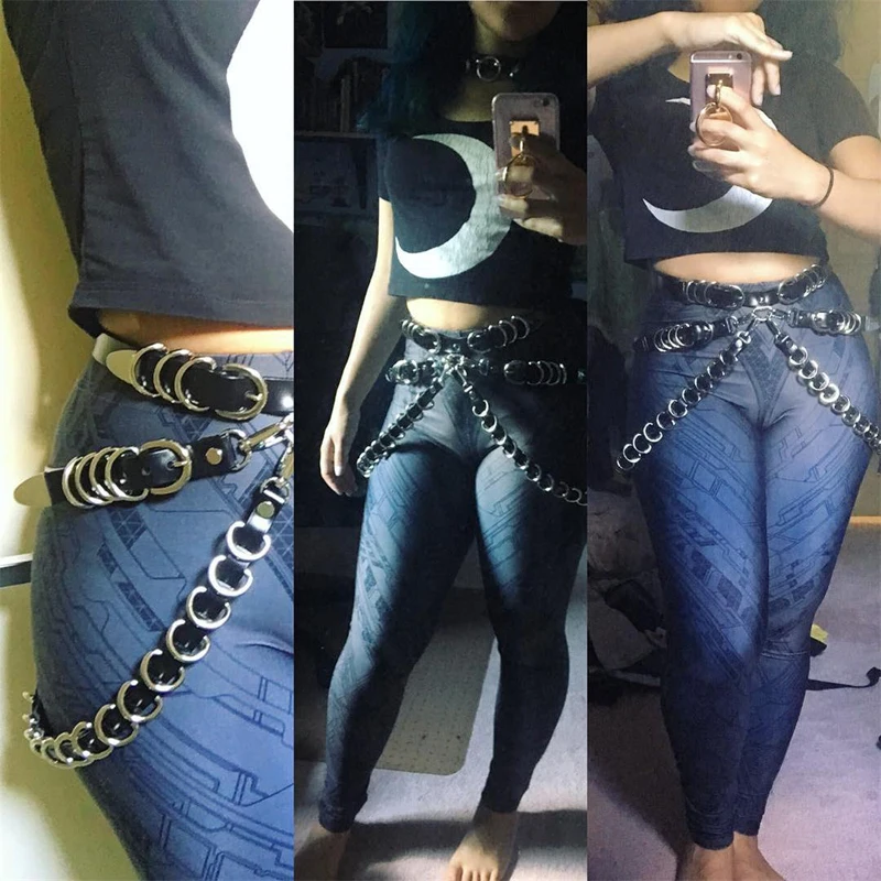 100% Готический сверхмощный металлический женский ремень ручной работы с