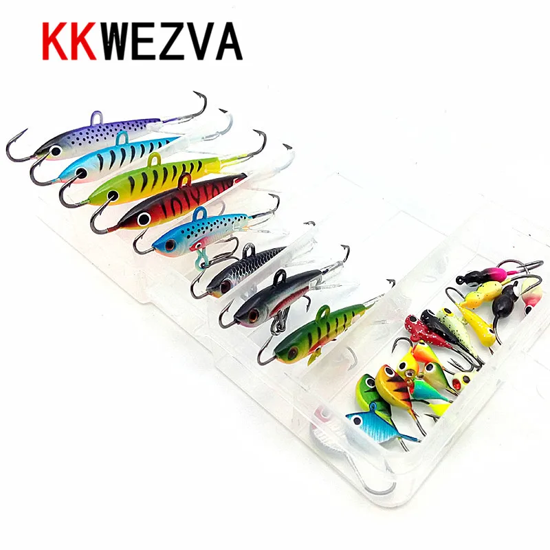 KKWEZVA 26 шт и коробки рыболовная приманка зимняя ледяная жесткая Приманка Minnow Pesca
