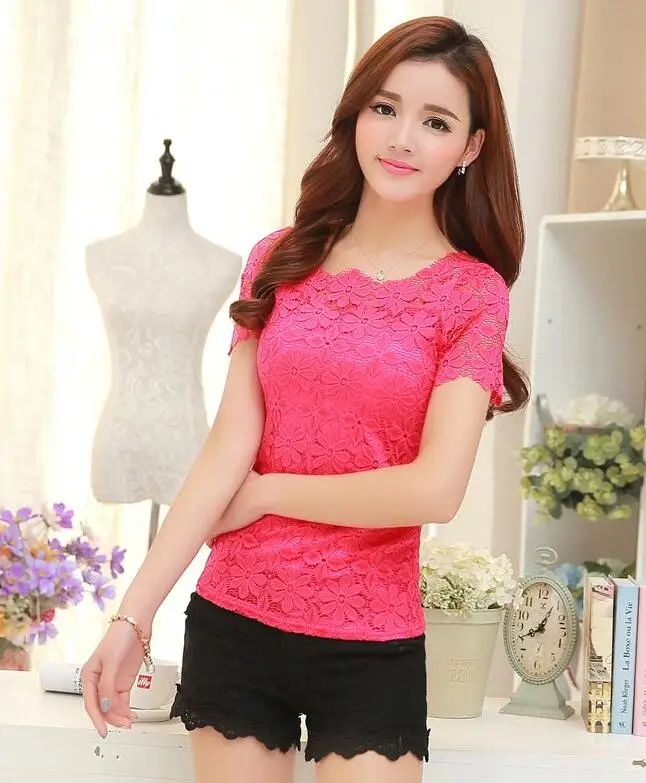 Кружевная рубашка размера плюс, женская одежда, Blusas Femininas, рубашки, модные женские топы с коротким рукавом, женская вязаная футболка, Топ 5XL