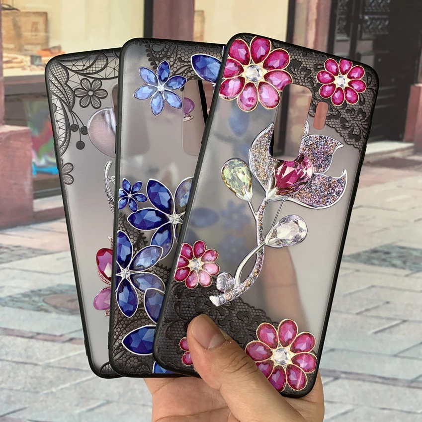 Для samsung Galaxy S9 плюс Чехол ТПУ Цвет кружевное платье с цветочным рисунком дрель