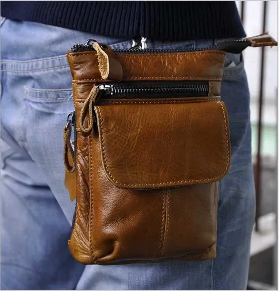 Первый слой из воловьей кожи 100% натуральная кожа мужская сумка поясная винтажная