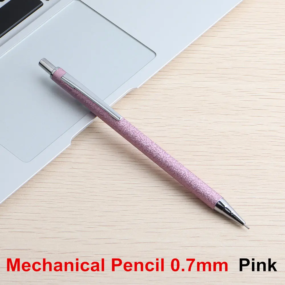 Pink Writing 0.7mm GENKKY металлический механический карандаш Kawaii канцелярский карандаш полностью металлические автоматические качественные карандаши для школы и офиса 0,5 0,7 мм - Цвет: Pink Writing 0.7mm