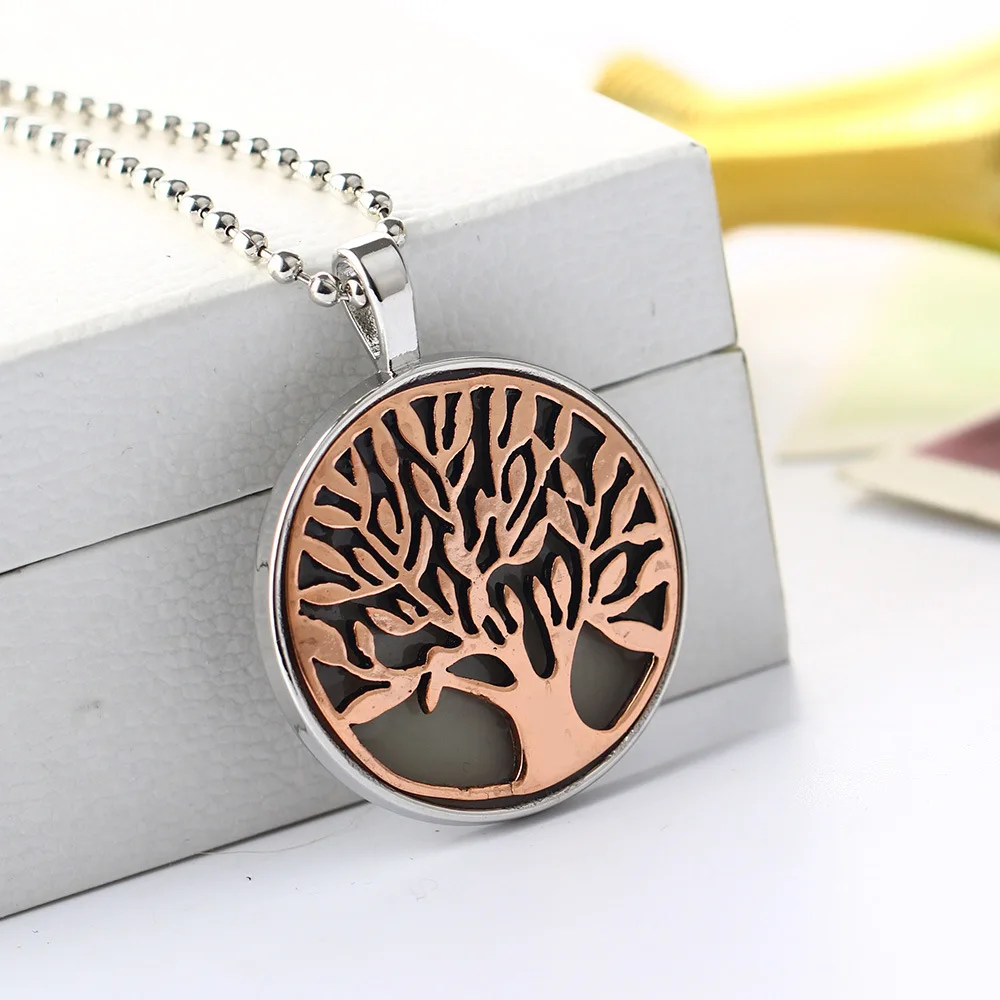 Горячее Дерево жизни свет круглый 30 мм светящийся Золотой цвет подарок ожерелье