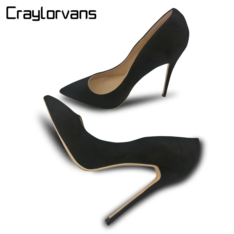 Craylorvans/классические черные женские туфли из флока на каблуке 12/10/8 см лодочки с