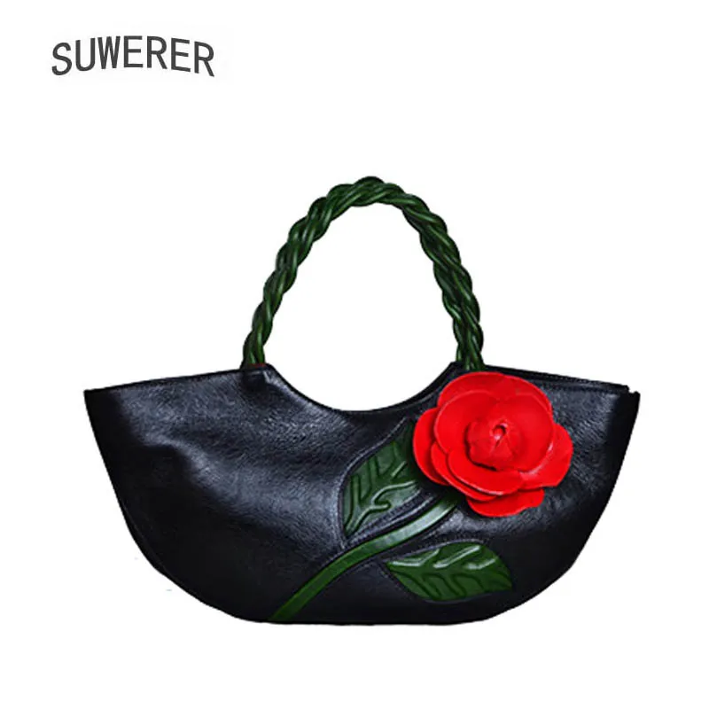 

SUWERER 2020 New women genuine leather bag Fashion top Cowhide bags for women handbags designer Luxury schoudertas dames